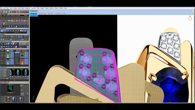 Закрепка камней на поверхности ювелирных украшений. 3D моделирование. смотреть онлайн