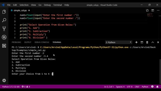 Python tutorial for beginners #7 - Python Code for Simple Calculator [hindi] смотреть онлайн