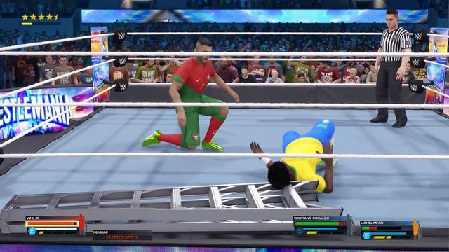 WWE 2K23 - Messi & Cristiano Vs. Neymar & Vinicius - Tag Team Championship Match | PS5™ [4K60]