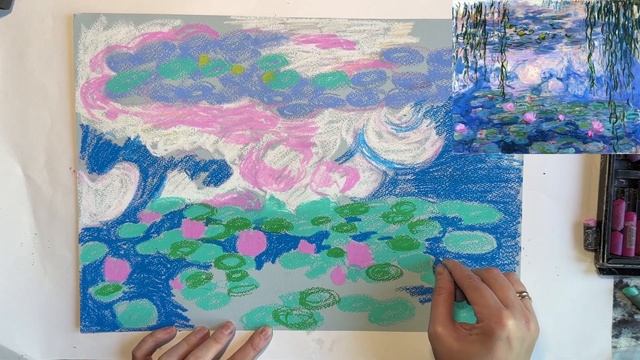 Копия картины Моне масляной пастелью смотреть онлайн