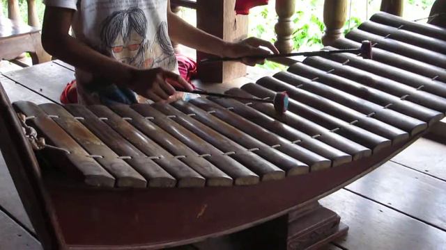 Muykea playing Khmer wooden xylophone смотреть онлайн