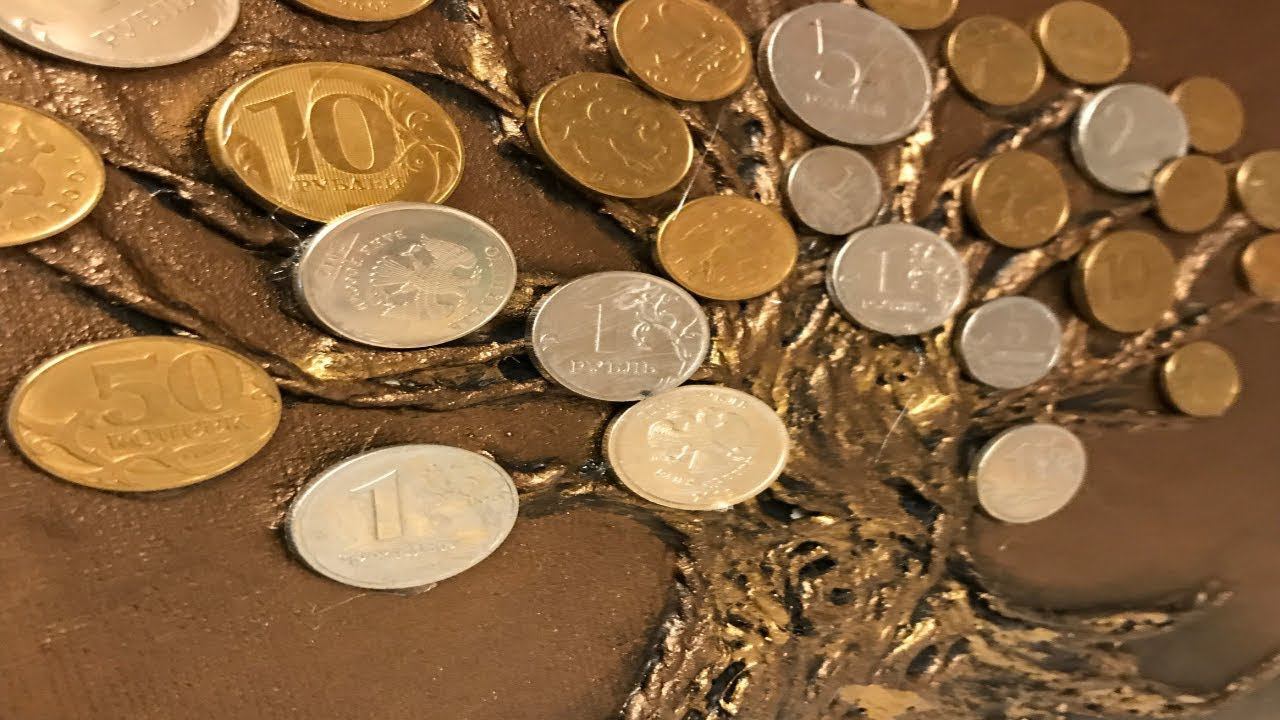 ДЕНЕЖНОЕ ДЕРЕВО ИЗ МОНЕТ ПАННО | картина | Поделка моего 11-летнего сына | DIY смотреть онлайн