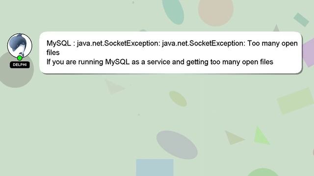 MySQL : java.net.SocketException: java.net.SocketException: Too many open files смотреть онлайн