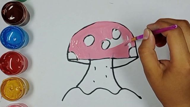 How to draw Mushroom | bolalar uchun Qo'ziqorin rasm chizish | Рисование Грибов для детей. смотреть онлайн