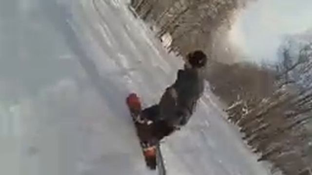 Крым. Ангарский перевал в снегу, лыжная трасса, первая очередь. На сноуборде. Action cam video смотреть онлайн