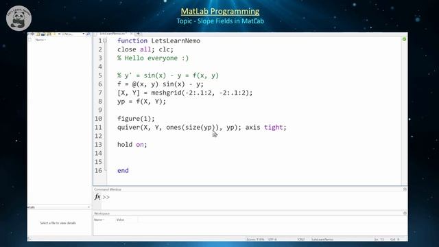 (MP03) Slope Fields in MatLab смотреть онлайн