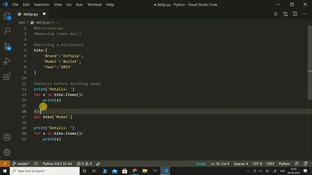 Dictionary - Remove item using del | Python | Coding смотреть онлайн