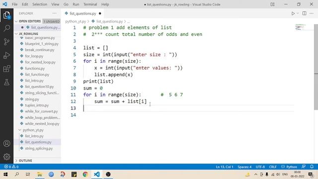 Add elements of PYTHON list and Count number of Odds ands Even in the list смотреть онлайн