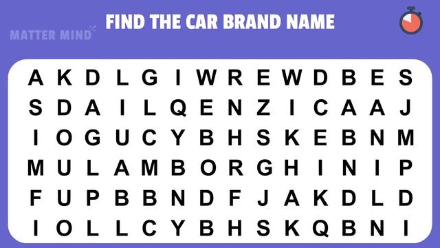 Find The Car Brand Name | Word Puzzle Game| Word Finder Game