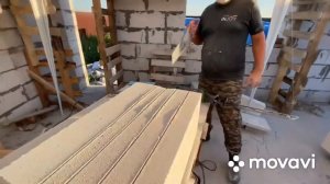 Резка U блоков из газобетона сабельной пилой