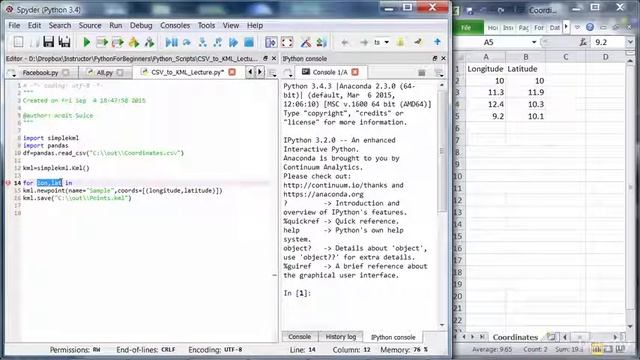 Python for Beginners with Examples - 022 Converting CSV data to a KML file смотреть онлайн