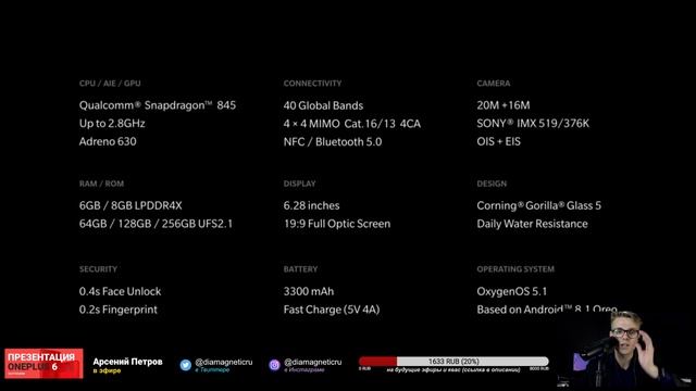 Презентация Oneplus 6 и Bullets wireless на русском смотреть онлайн