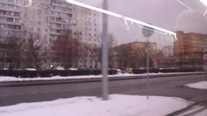 Зимним вечером по улице Героев Панфиловцев - едем на современном трамвае "Витязь-М"