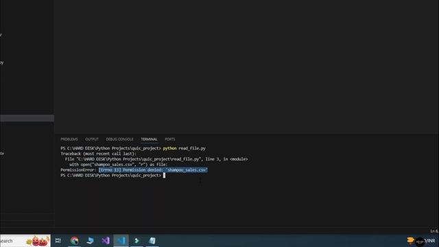 PermissionError: [Errno 13] Permission denied: 'shampoo_sales.csv' - Python смотреть онлайн