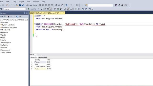Displaying Subtotals & Grand Totals with the SQL Server Rollup Clause смотреть онлайн