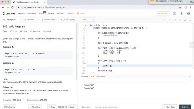 Leetcode - 242 Valid Anagram - Java смотреть онлайн