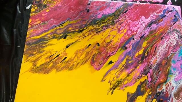 Акриловая заливка в технике растяжки. Холст. Жидкий акрил. AcrylicFluidPouring. FluidArt