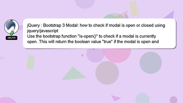 jQuery : Bootstrap 3 Modal: how to check if modal is open or closed using jquery/javascript смотреть онлайн