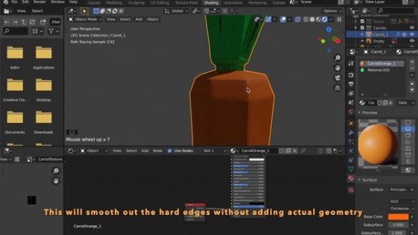 Blender 3D Tutorial - How to model low poly Vegetables #001 - Carrot