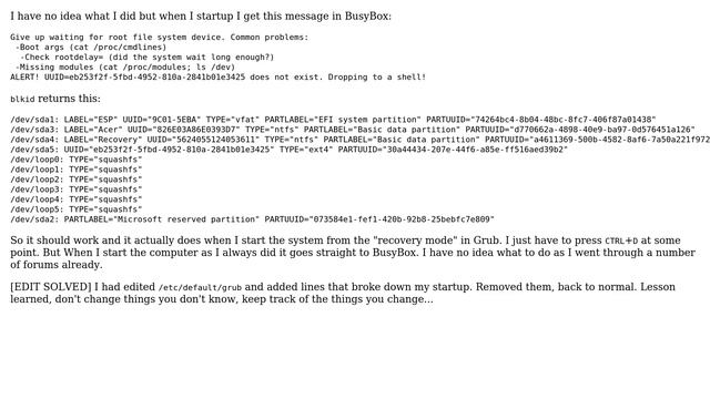 Unix & Linux: Debian Buster - UUID Does not exist. Dropping to shell problem смотреть онлайн