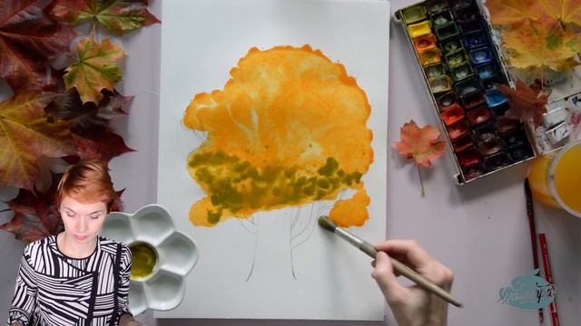 Как нарисовать осеннее дерево. Видеоурок для детей 4+ смотреть онлайн