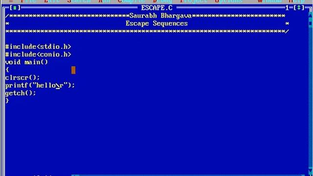 C Programming Tutorials: escape sequence program by Saurabh Bhargava смотреть онлайн