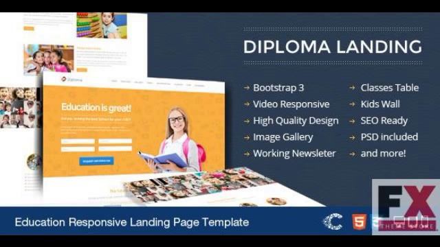 Preview Diploma - Education Bootstrap Responsive Landing смотреть онлайн