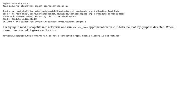 GIS: Reading a shapefile into networkx as undirected graph смотреть онлайн