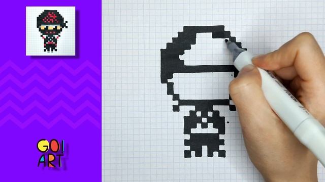 Рисунки по клеточкам. Ниндзя #Pixelart