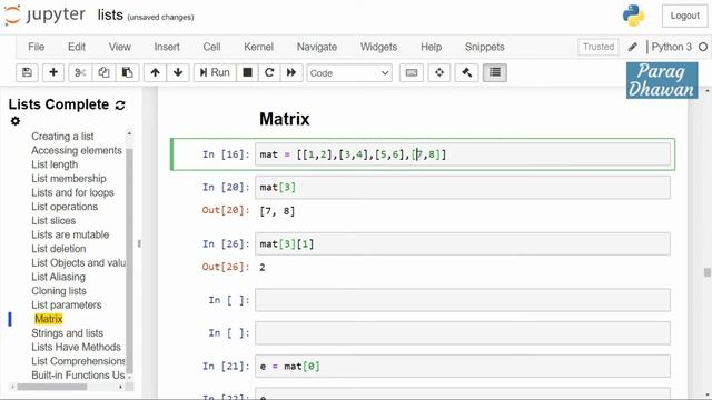 How to create a matrix using list смотреть онлайн