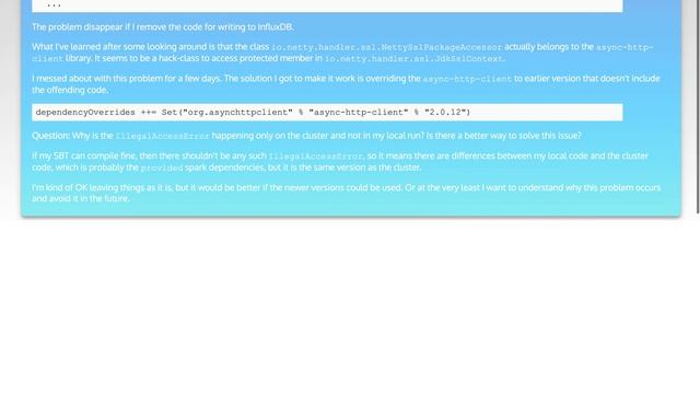 IllegalAccessError in Spark caused by async-http-client смотреть онлайн