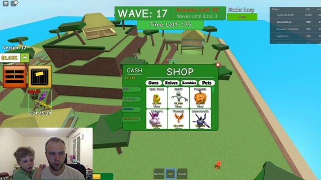 GGTV - Гудвин Лев и Папа копят на миниган и бегают за папой зомби в ROBLOX Zombie Attack смотреть онлайн