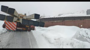 Погрузка опор,трал застрял , Волат согнул тягу,Маз чуть не завалился. Цирк! Автокран. POV autocrane.