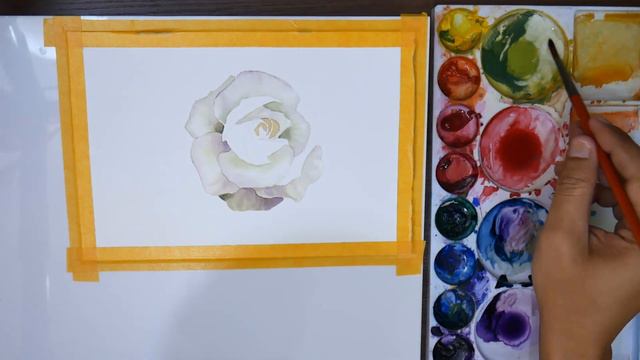 Watercolor painting White rose tutorials watercolour смотреть онлайн