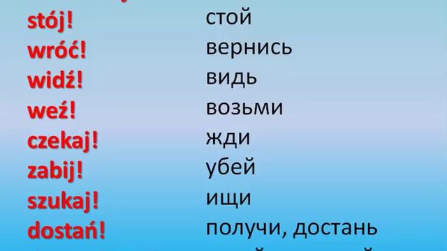 Польский . Глаголы в повелительном наклонении. смотреть онлайн