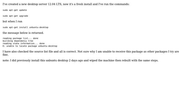 Ubuntu: Unable to locate package ubuntu-desktop смотреть онлайн