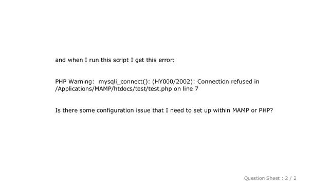 MySQL : PHP Warning: mysqli_connect(): (HY000/2002): Connection refused смотреть онлайн