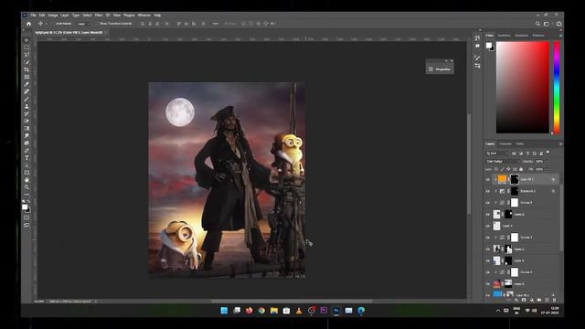Minions with Jack Sparrow Movie Poster Design In Photoshop смотреть онлайн