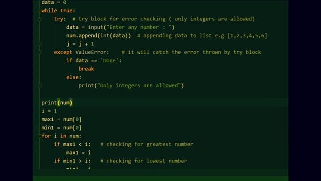 Maximum and Minimum number using try except in Python | Programming | Majid Ali смотреть онлайн