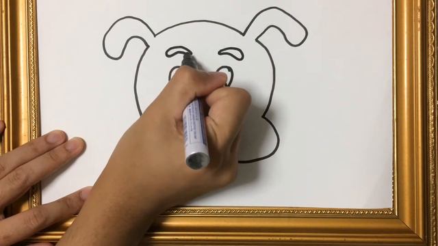 HOW TO LEARN TRACE SIMPLE DRAWING ANIMAL : DOG'S FACE USING MARKER PEN смотреть онлайн
