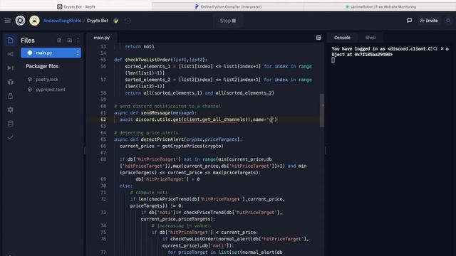 How to build a Discord Bot to track Crypto Prices and keep running for 24/7 (part 3) --- with Pytho смотреть онлайн