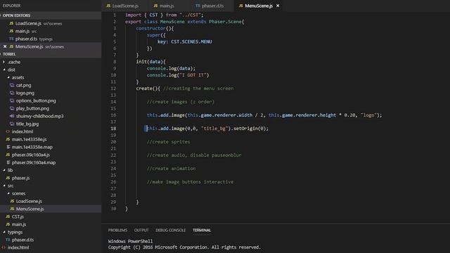 Phaser 3 Game Tutorial - 03 - Making a Menu Screen n Loading Images Sprites Audio смотреть онлайн