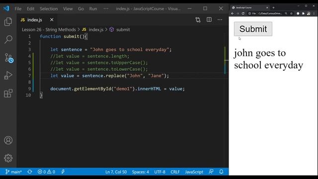 JavaScript Complete Course - String Methods - Part 30 смотреть онлайн