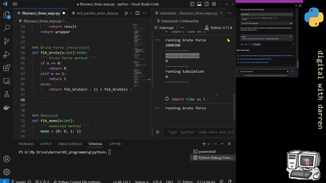 Fibonacci three ways (recursion, for loop) смотреть онлайн