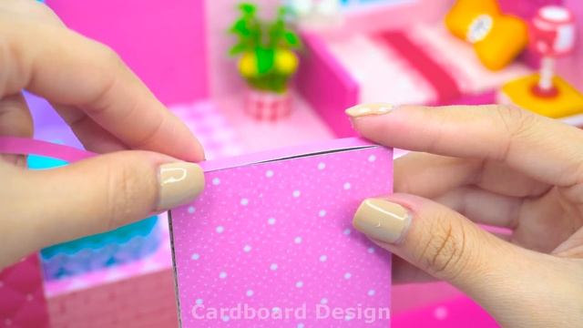 DIY Miniature Cardboard House #66 | Easy Build Simple Pink Craft House From Cardboard For A Family