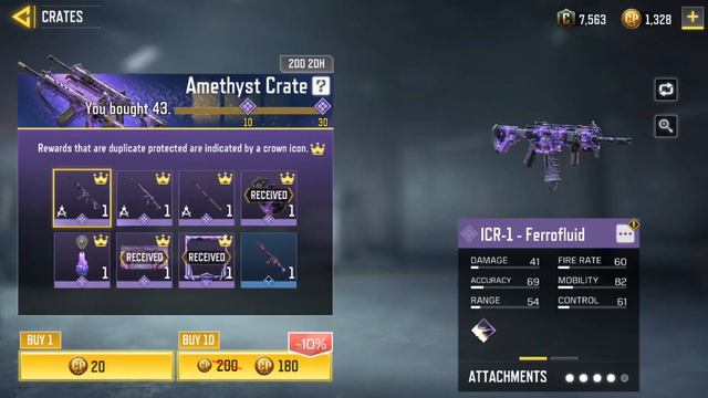 (Sc)Amethyst Crate Opening | ICR1, HBRa3, Katana Ferrofluid Skins | COD Mobile | CODM смотреть онлайн