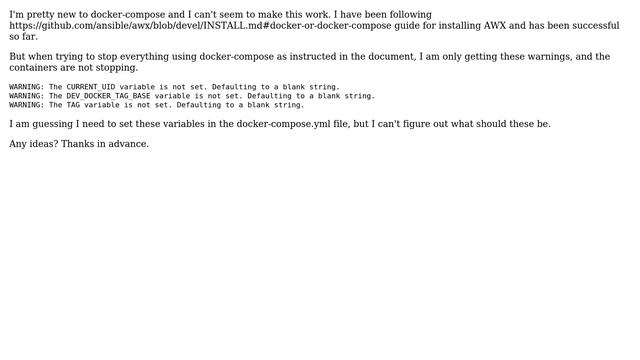 DevOps & SysAdmins: AWX docker-compose stop not working смотреть онлайн
