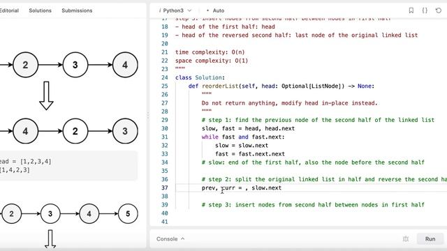 Reorder List - Leetcode 143 - Linked List - Python смотреть онлайн