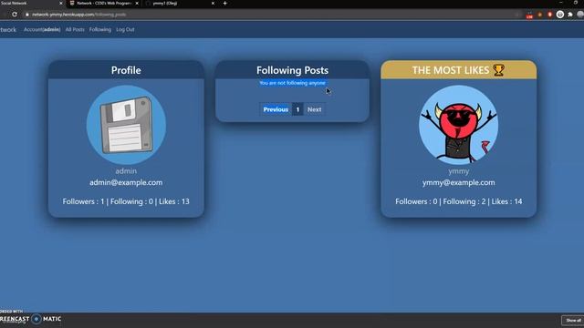 CS50w Web Programming with Python and JavaScript Project 4 Network [2020] смотреть онлайн