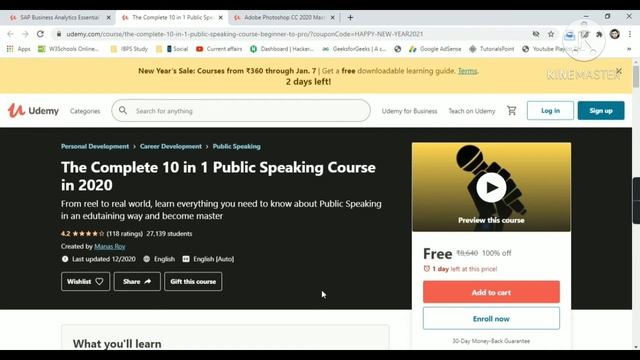 Udemy Free Certificate Courses Public Speaking Skills Adobe Photoshop SAP Business Online Classes смотреть онлайн
